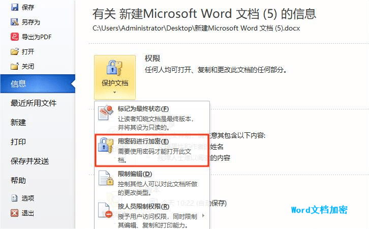 Word文档加密